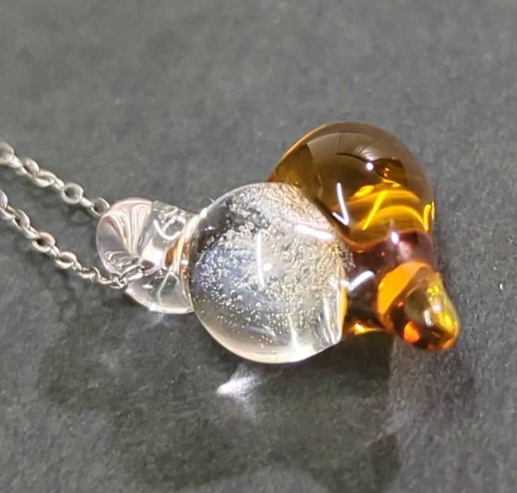 こころの形 遺骨ガラスのネックレス【イエロー】