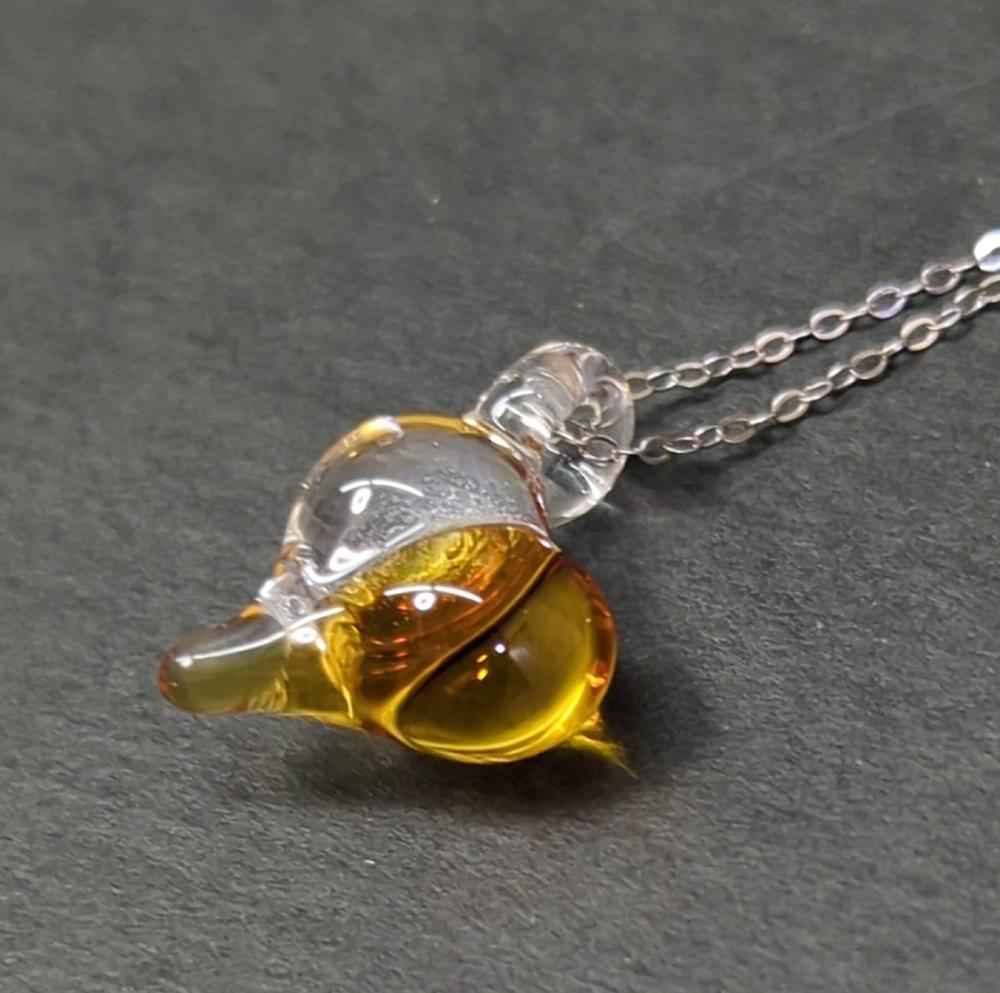 こころの形 遺骨ガラスのネックレス【イエロー】