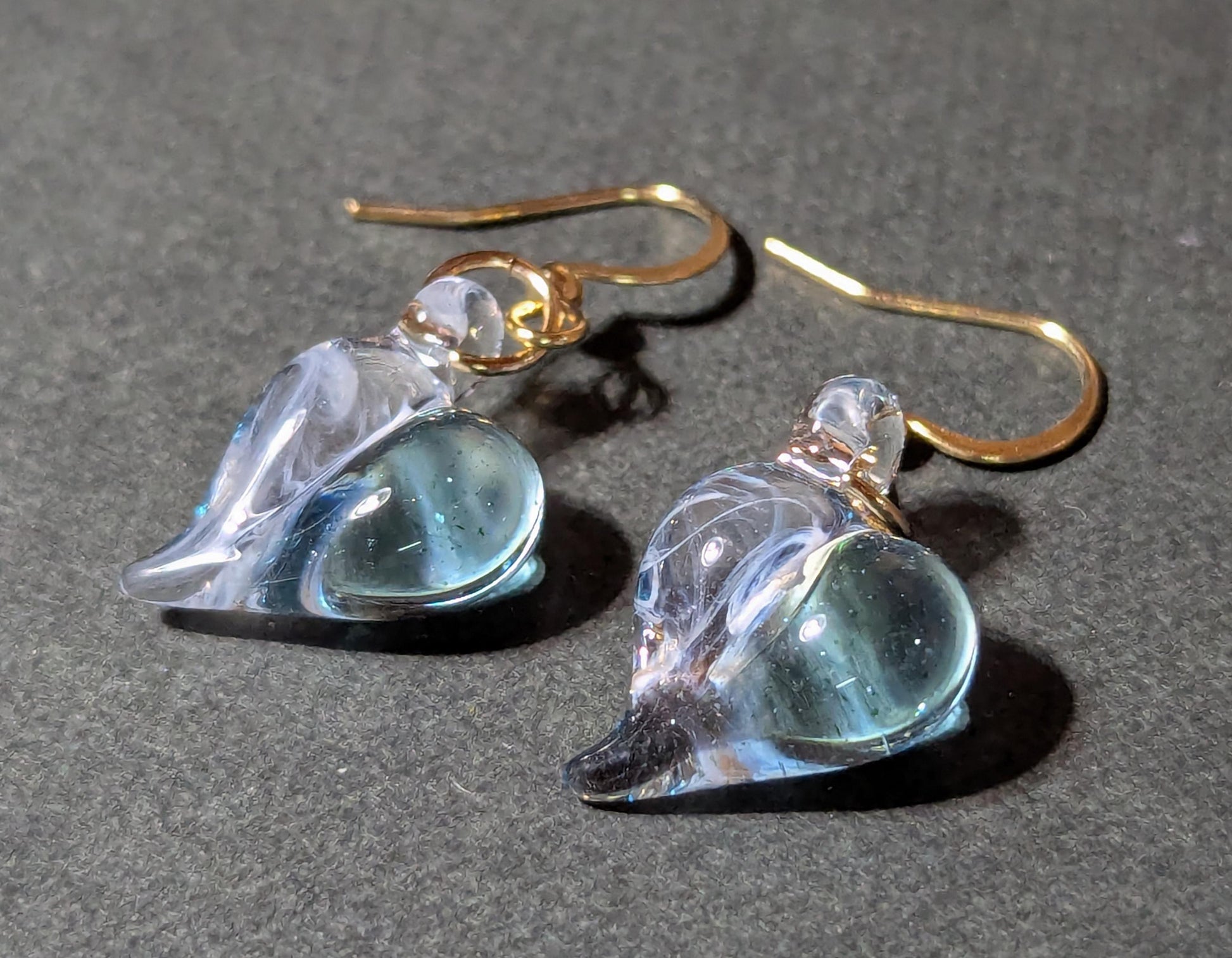 ハートピアスorイヤリング　【ライトブルー】 - INORIglass