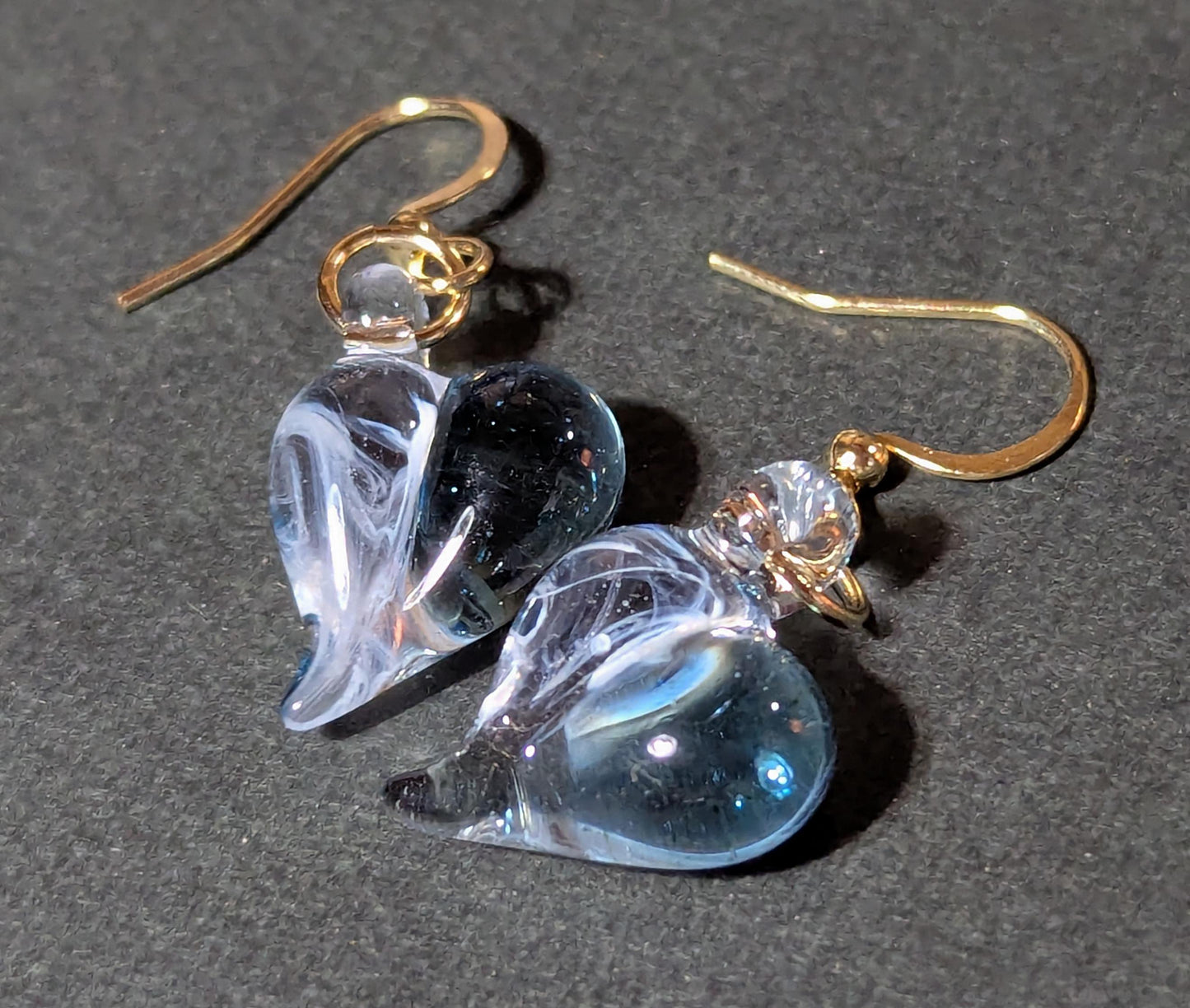 ハートピアスorイヤリング　【ライトブルー】 - INORIglass