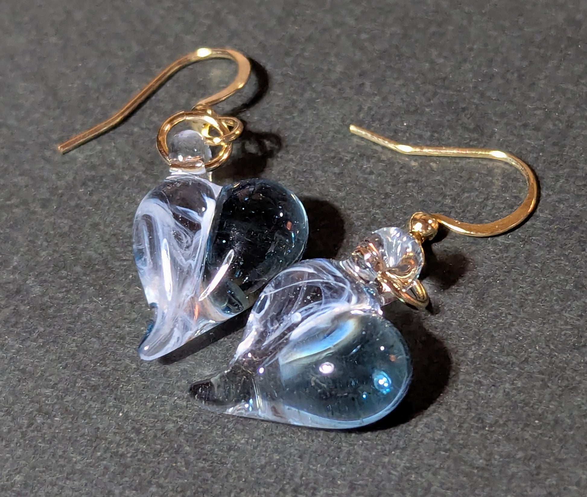 ハートピアスorイヤリング　【ライトブルー】 - INORIglass