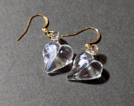 こころの形 遺骨ガラスのピアス・イヤリング【クリア】