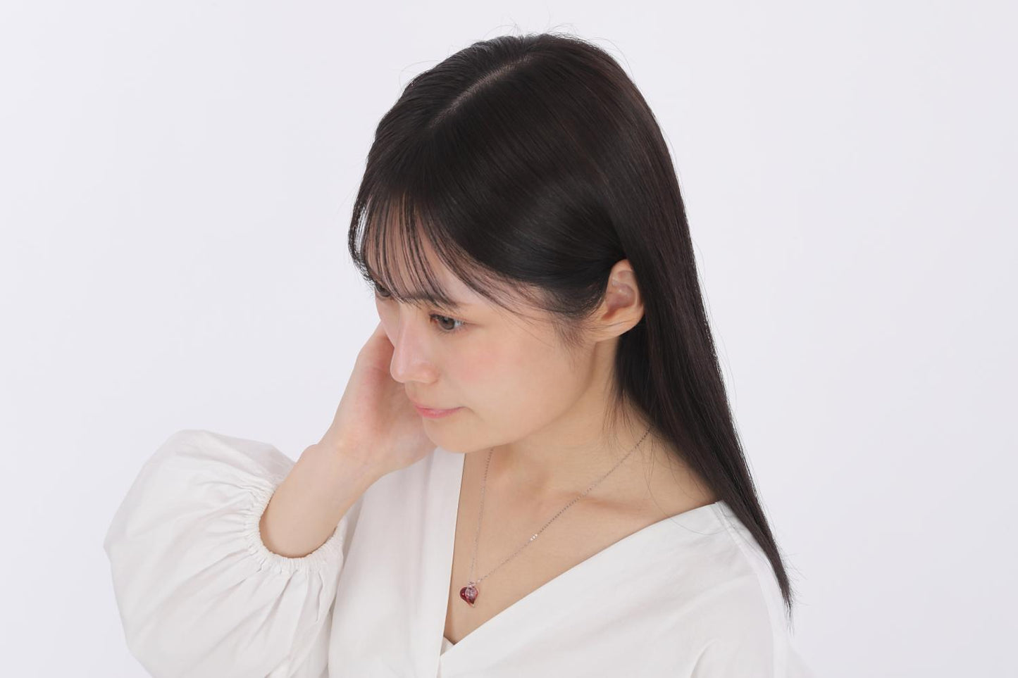 こころの形 遺骨ガラスのネックレス【レッド】