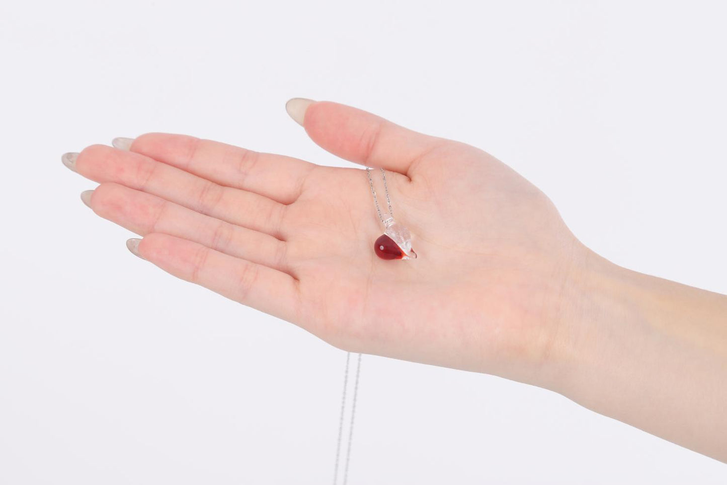 こころの形 遺骨ガラスのネックレス【レッド】